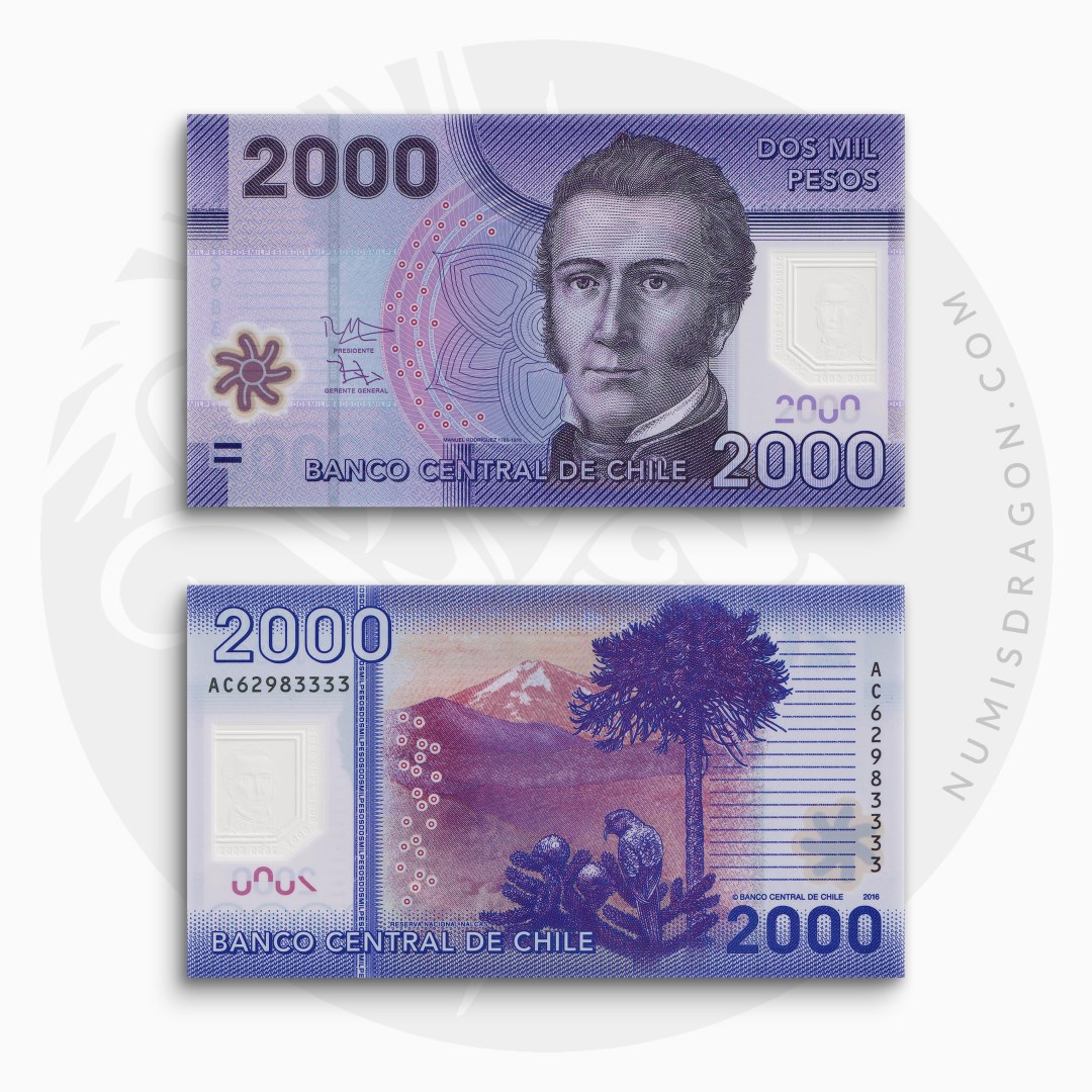 NumisDragon_America_Chile_2000_Pesos_P162_UNC